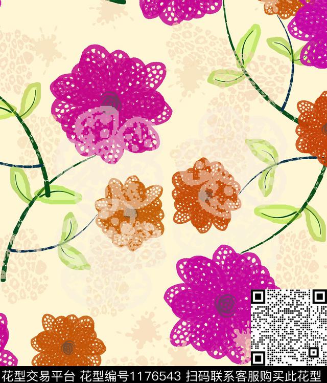60902.jpg - 1176543 - 几何 花瓣 花卉 - 数码印花花型 － 女装花型设计 － 瓦栏