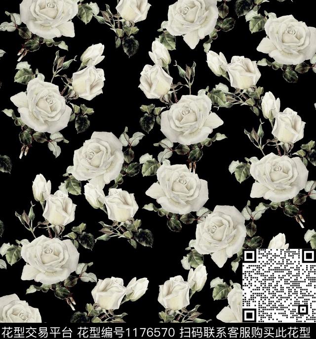 943.jpg - 1176570 - 春夏花型 花卉 手绘大花 - 传统印花花型 － 女装花型设计 － 瓦栏