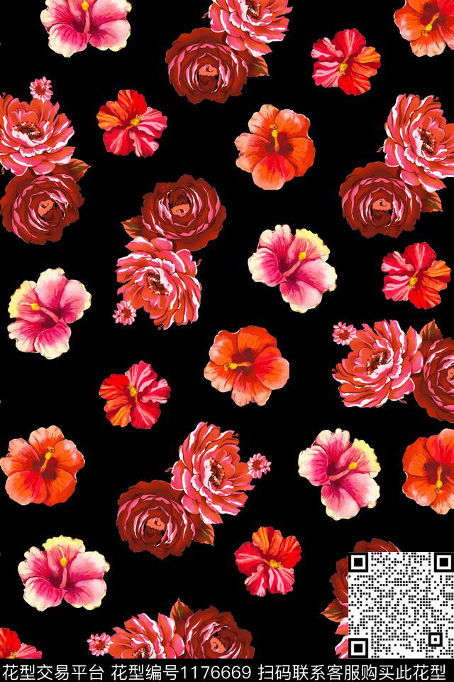 218d.jpg - 1176669 - 数码花型 花卉 大牌风 - 数码印花花型 － 女装花型设计 － 瓦栏