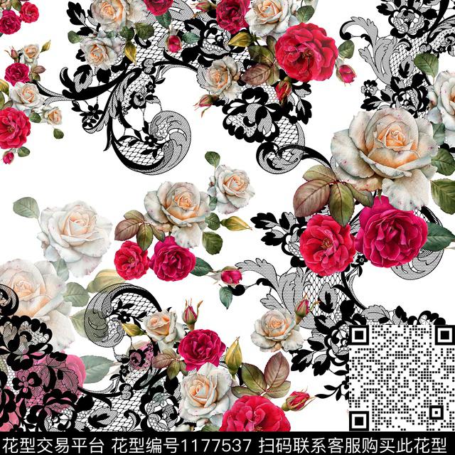 SF20190109.jpg - 1177537 - 数码花型 欧美 红花 - 数码印花花型 － 女装花型设计 － 瓦栏
