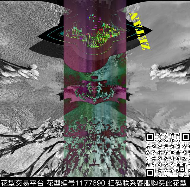 日式樱花001-ZETAN.jpg - 1177690 - 3D立体 中国 星空 - 数码印花花型 － 箱包花型设计 － 瓦栏