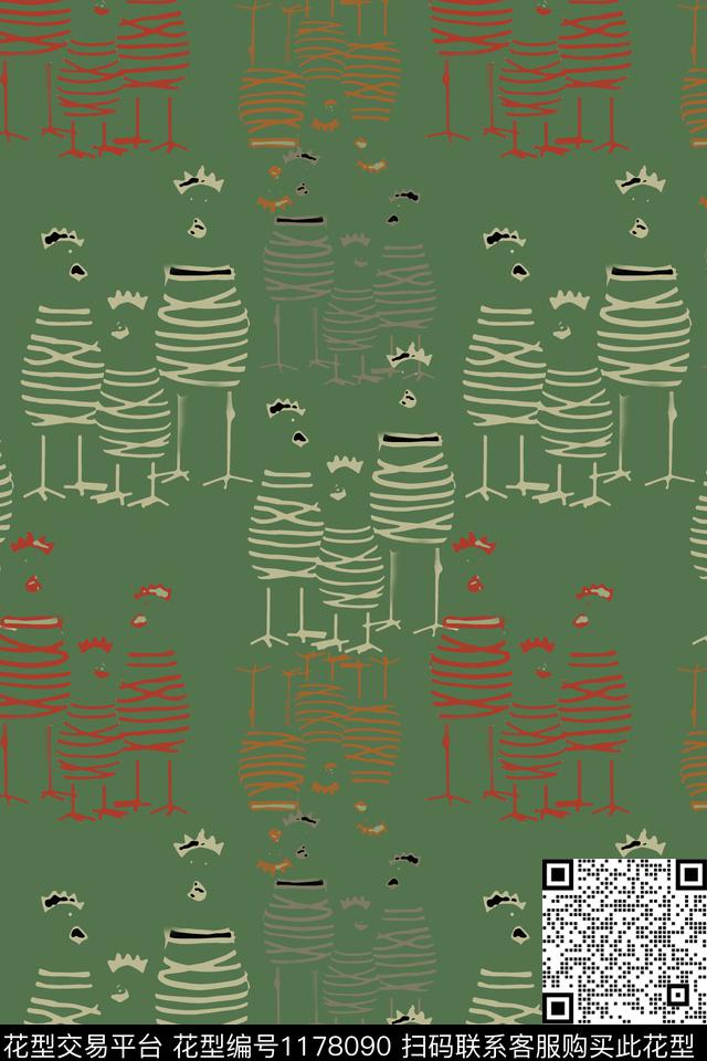鸟昆虫图案乡村生活鸡公传统印花花型下载（图片编号: 1178090） - 瓦栏（Walan）