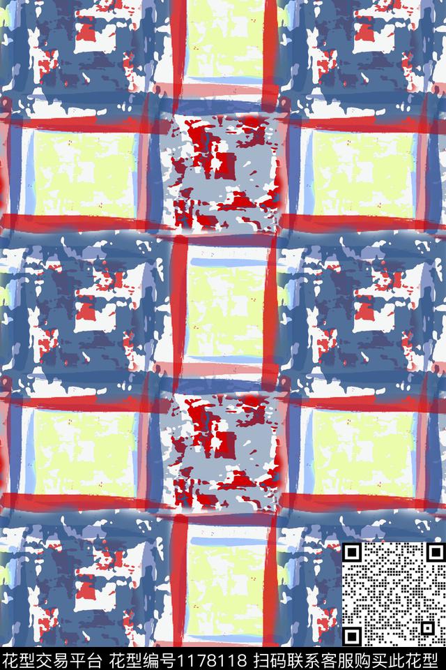 几何格子图案抽象数码印花花型下载（图片编号: 1178118） - 瓦栏（Walan）
