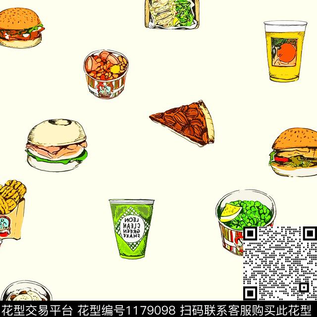 涂鸦食物趣味数码印花花型下载（图片编号: 1179098） - 瓦栏（Walan）
