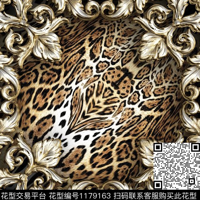 NHN-9652.jpg - 1179163 - baroque gold leopard - 数码印花花型 － 方巾花型设计 － 瓦栏