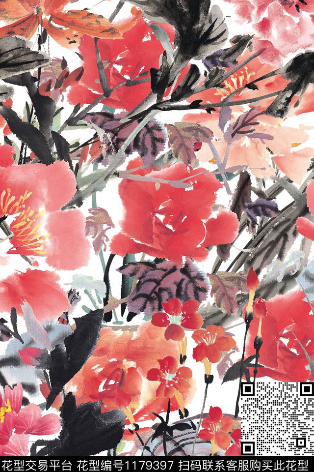 2019-2-27.jpg - 1179397 - 手绘 花卉 水墨风 - 数码印花花型 － 女装花型设计 － 瓦栏