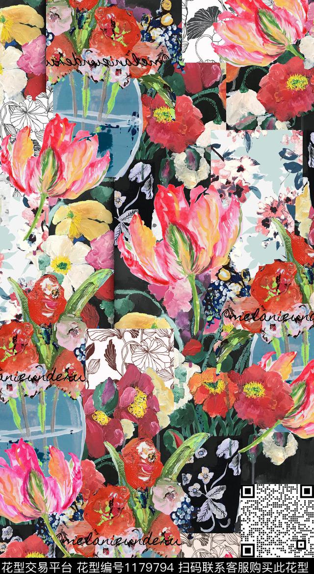 一杯莲-恢复的.jpg - 1179794 - 手绘大花 定位花 民族风 - 数码印花花型 － 女装花型设计 － 瓦栏