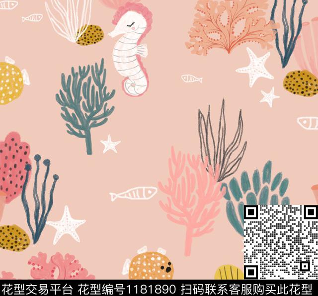 海底3.jpg - 1181890 - 鱼 珊瑚 水草 - 数码印花花型 － 童装花型设计 － 瓦栏