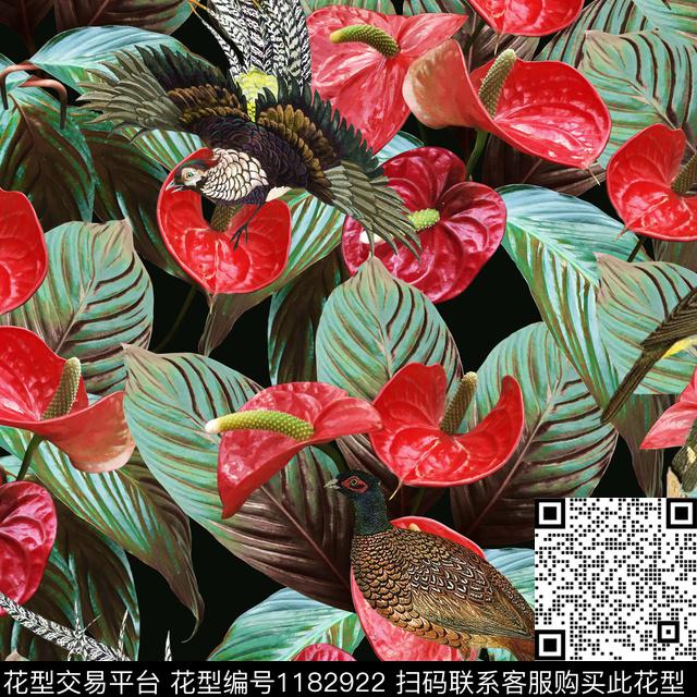 SA0043.jpg - 1182922 - 数码花型 大牌风 绿植树叶 - 数码印花花型 － 女装花型设计 － 瓦栏