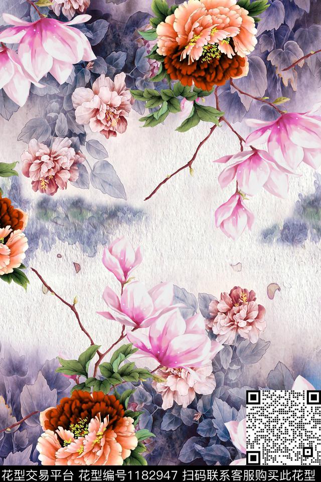 111.jpg - 1182947 - 花卉 大牌风 印花 - 数码印花花型 － 女装花型设计 － 瓦栏