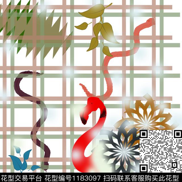 32123.jpg - 1183097 - 几何 抽象 手绘 - 数码印花花型 － 男装花型设计 － 瓦栏