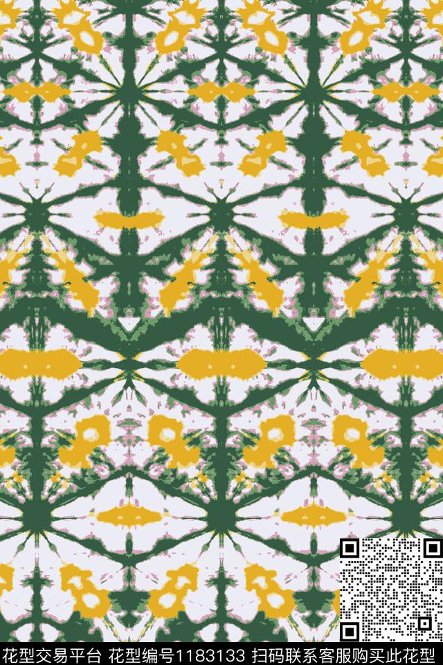 扎染花型抽象民族风数码印花花型下载（图片编号: 1183133） - 瓦栏（Walan）