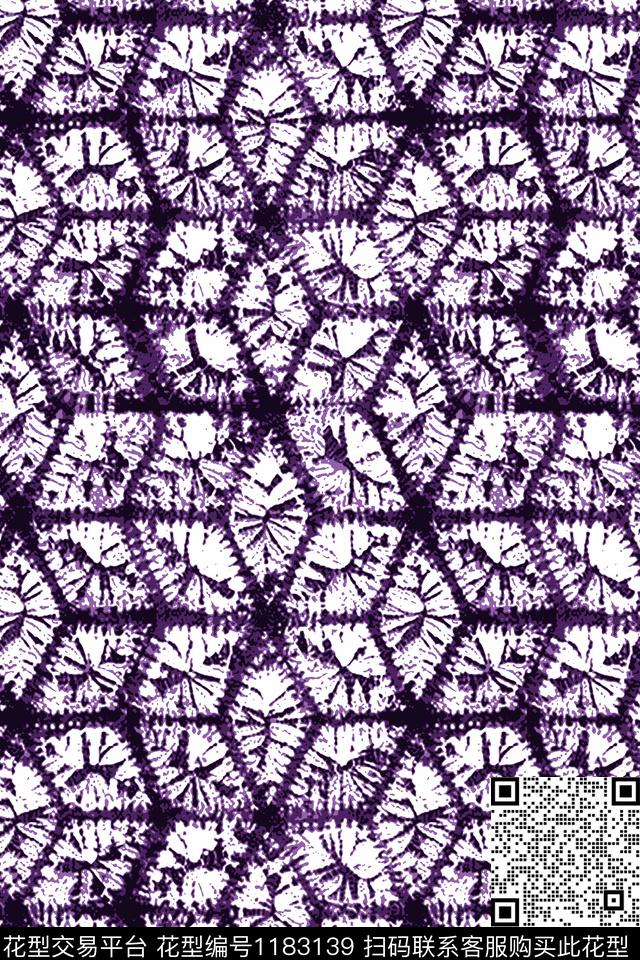 扎染花型几何抽象数码印花花型下载（图片编号: 1183139） - 瓦栏（Walan）