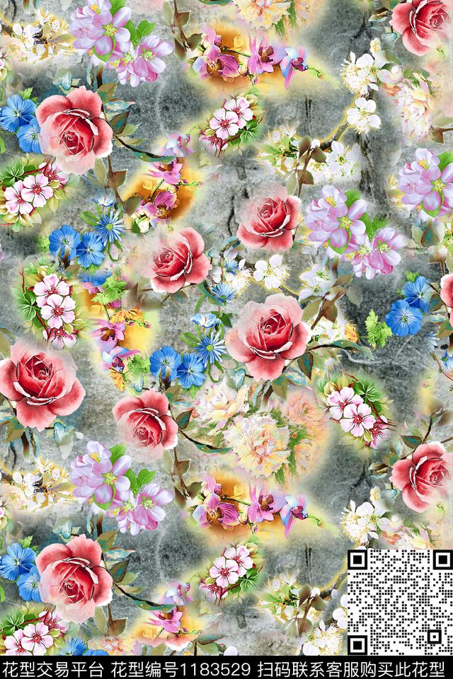 2019-3-11.jpg - 1183529 - 抽象 手绘 传统花型 - 数码印花花型 － 女装花型设计 － 瓦栏