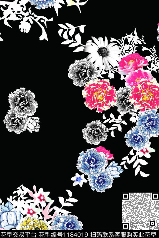 SJ-42.jpg - 1184019 - 春夏花型 数码花型 水彩花卉 - 数码印花花型 － 女装花型设计 － 瓦栏