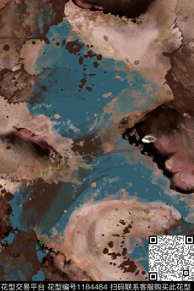 扎染花型大牌风水墨风传统印花花型下载（图片编号: 1184484） - 瓦栏（Walan）