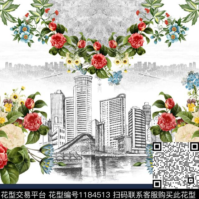 NHN-9667.jpg - 1184513 - landscape pattern textile pint - 数码印花花型 － 女装花型设计 － 瓦栏