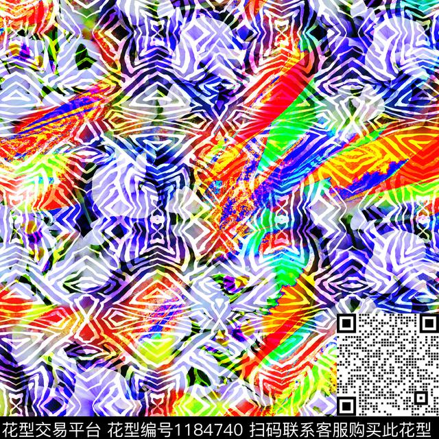 002-1C.jpg - 1184740 - 动物纹 时尚 线条画 - 数码印花花型 － 女装花型设计 － 瓦栏
