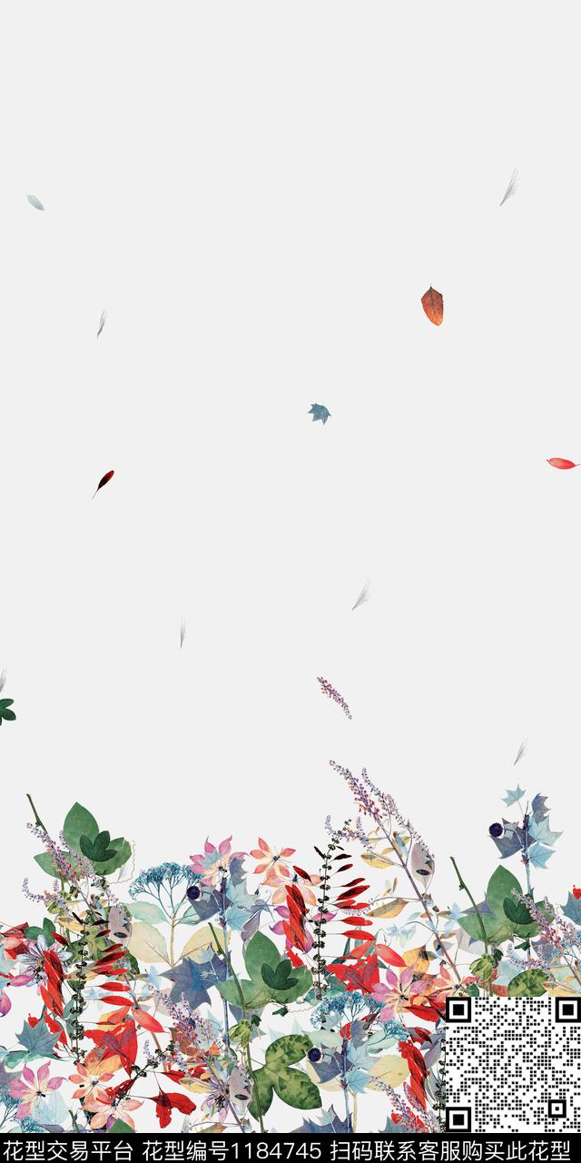 定位花植物手绘花卉数码印花花型下载（图片编号: 1184745） - 瓦栏（Walan）