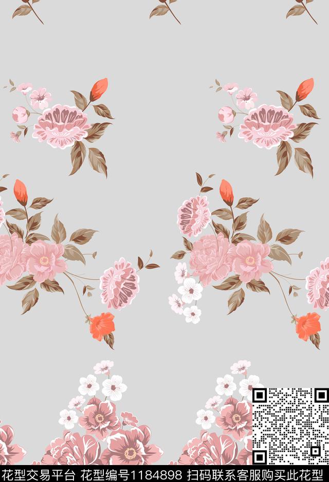 fenju.jpg - 1184898 - 时尚 春夏花型 粉色 - 数码印花花型 － 女装花型设计 － 瓦栏