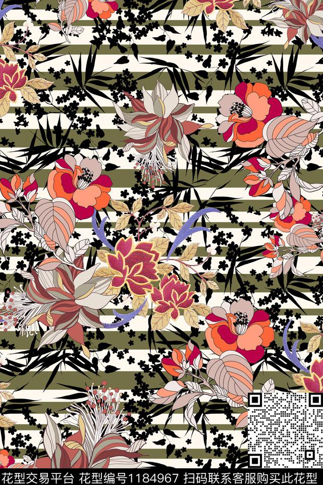 绣花花型花卉几何花卉数码印花花型下载（图片编号: 1184967） - 瓦栏（Walan）