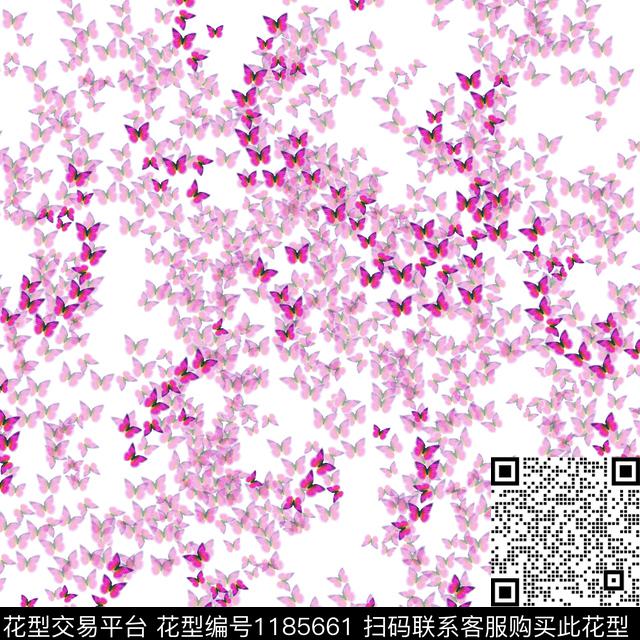 蝴蝶趣味数码印花花型下载（图片编号: 1185661） - 瓦栏（Walan）