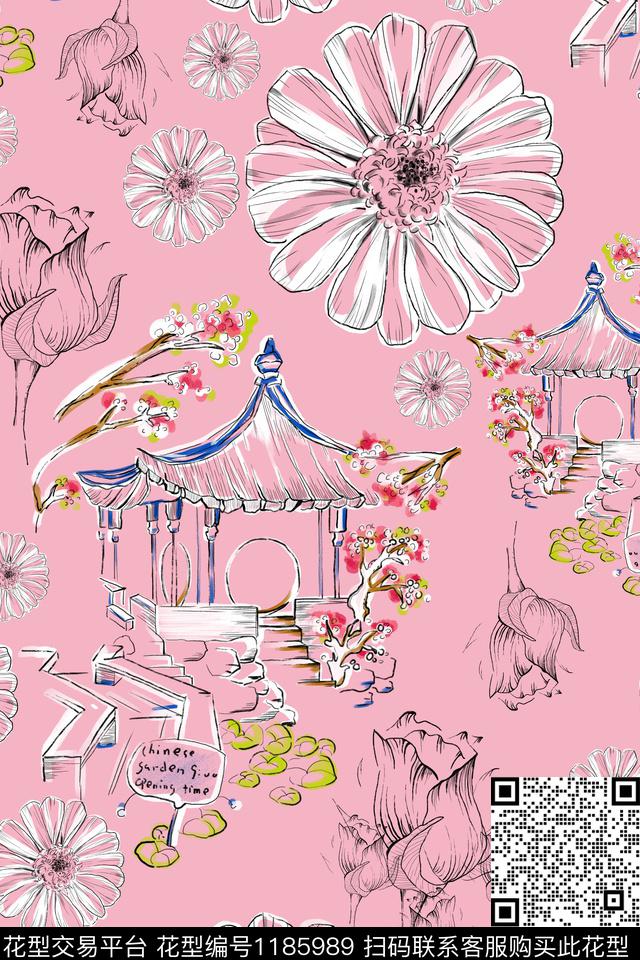 系列6号.jpg - 1185989 - 数码花型 花卉 - 传统印花花型 － 女装花型设计 － 瓦栏