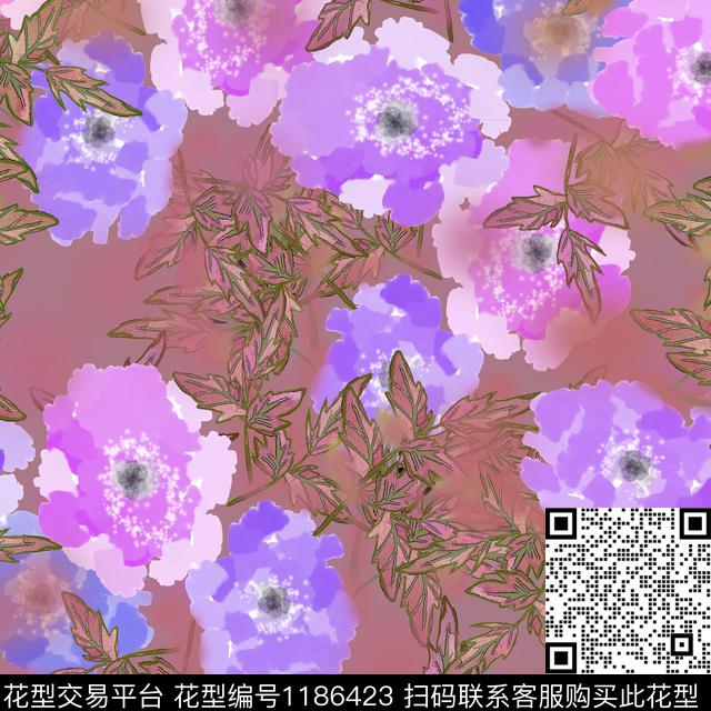 7682.jpg - 1186423 - 手绘 花卉 混合拼接 - 数码印花花型 － 女装花型设计 － 瓦栏