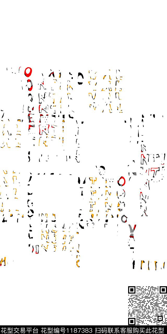 H9922-1.jpg - 1187383 - 字母 鹿 潮牌 - 传统印花花型 － 男装花型设计 － 瓦栏