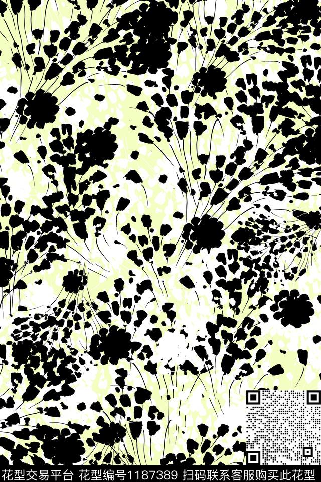 抽象花.jpg - 1187389 - 数码花型 大牌风 抽象花卉 - 传统印花花型 － 女装花型设计 － 瓦栏