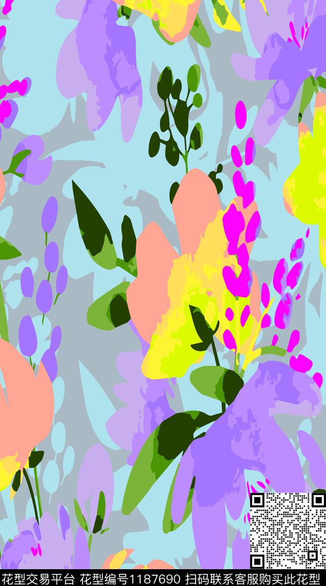 N1I-0A2401.jpg - 1187690 - 女装 花卉 满版散花 - 传统印花花型 － 女装花型设计 － 瓦栏