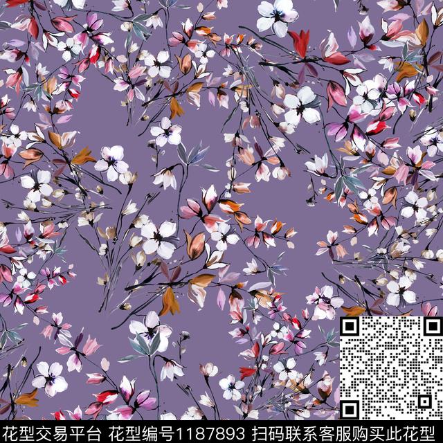 AQ02.jpg - 1187893 - 数码花型 手绘 花卉 - 数码印花花型 － 女装花型设计 － 瓦栏