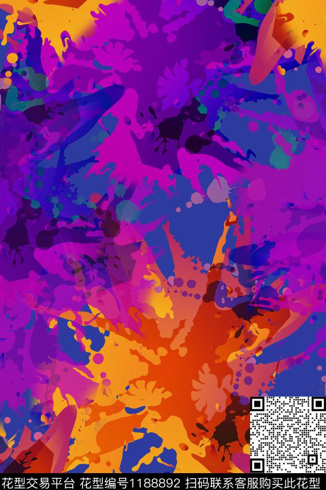 190325-艺术彩绘-11-00.jpg - 1188892 - 抽象花卉 艺术彩绘 艺术迷彩 - 数码印花花型 － 女装花型设计 － 瓦栏