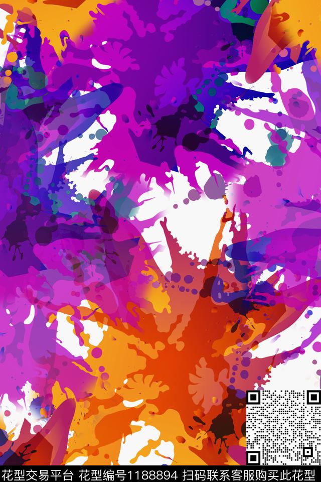 190325-艺术彩绘-11-3.jpg - 1188894 - 抽象花卉 艺术彩绘 艺术迷彩 - 数码印花花型 － 女装花型设计 － 瓦栏