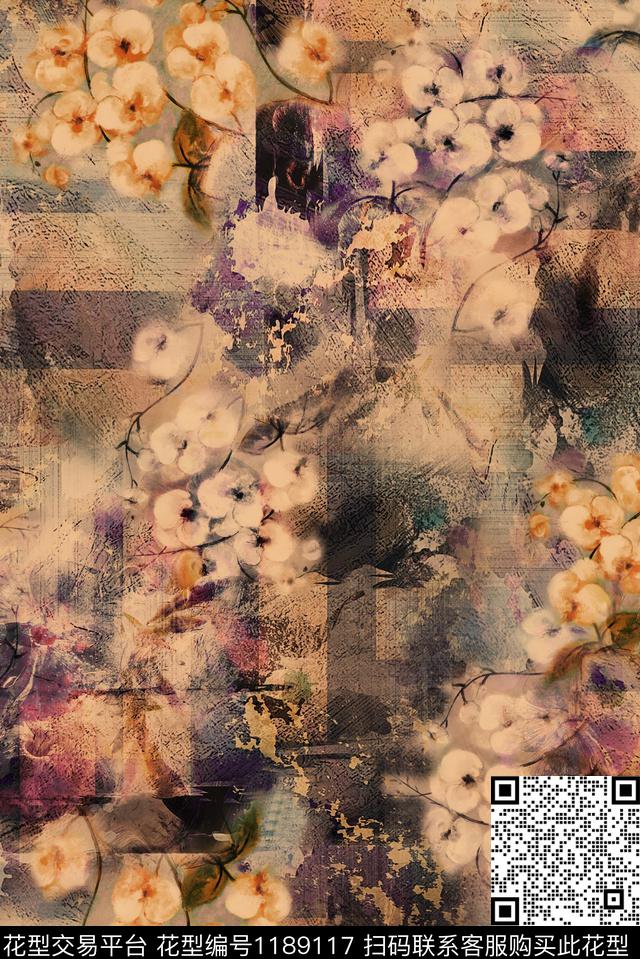 HY1-015C.jpg - 1189117 - 中国 风格化花卉 中老年 - 数码印花花型 － 女装花型设计 － 瓦栏