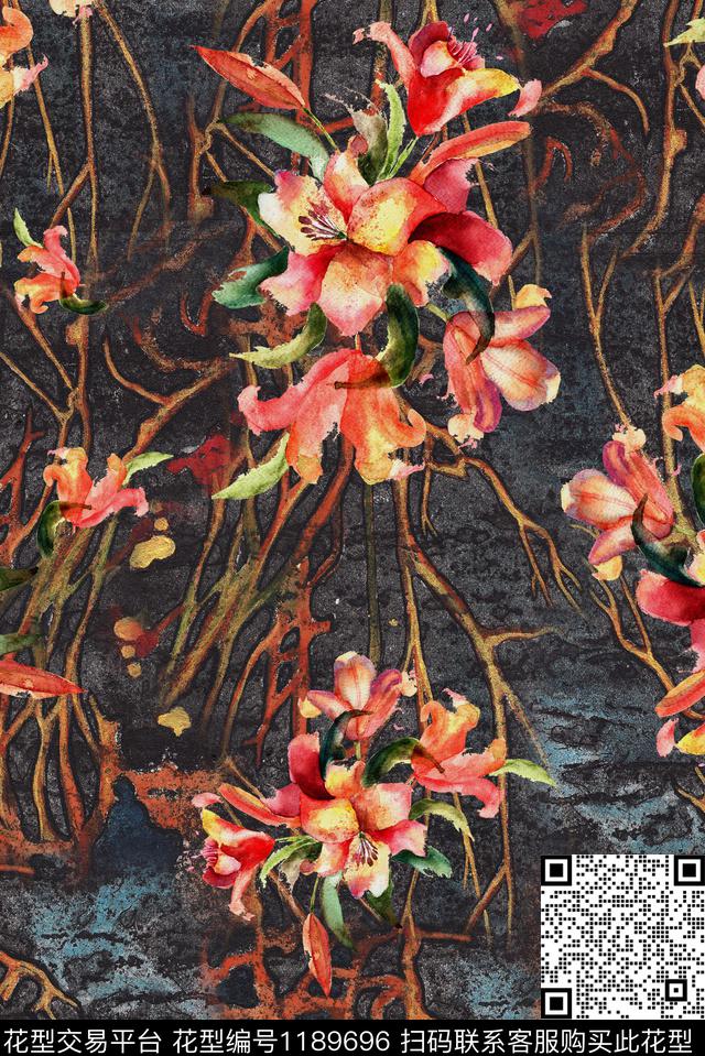 AG1903-1 (1).jpg - 1189696 - 数码花型 花卉 秋冬花型 - 数码印花花型 － 女装花型设计 － 瓦栏