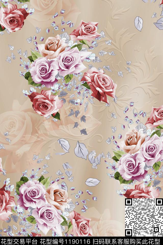 D1I-0C2201.jpg - 1190116 - 女装 花卉 满版散花 - 数码印花花型 － 女装花型设计 － 瓦栏