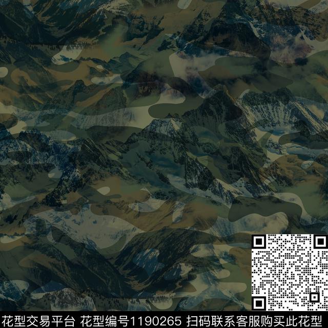 男装迷彩雪山数码印花花型下载（图片编号: 1190265） - 瓦栏（Walan）