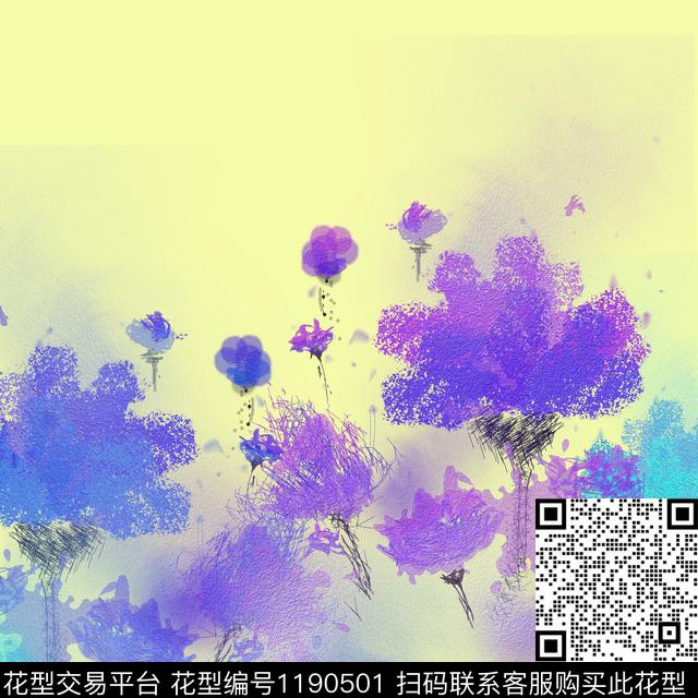 8889998.jpg - 1190501 - 抽象 朦胧花卉 手绘 - 数码印花花型 － 女装花型设计 － 瓦栏