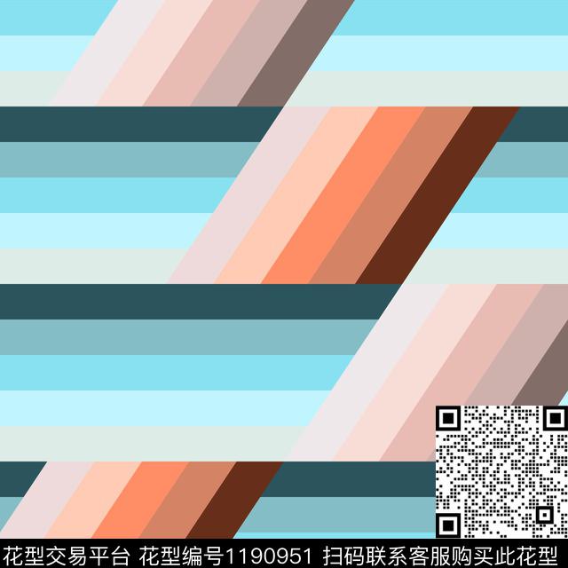 几何抽象条纹数码印花花型下载（图片编号: 1190951） - 瓦栏（Walan）