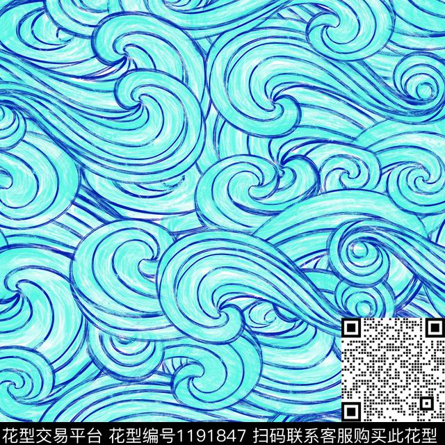 LT19014-C1.jpg - 1191847 - 波浪纹 肌理 线条 - 传统印花花型 － 泳装花型设计 － 瓦栏