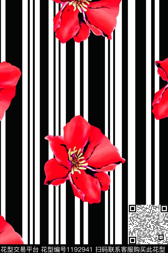 SJ-45.jpg - 1192941 - 数码花型 几何 花卉 - 数码印花花型 － 女装花型设计 － 瓦栏