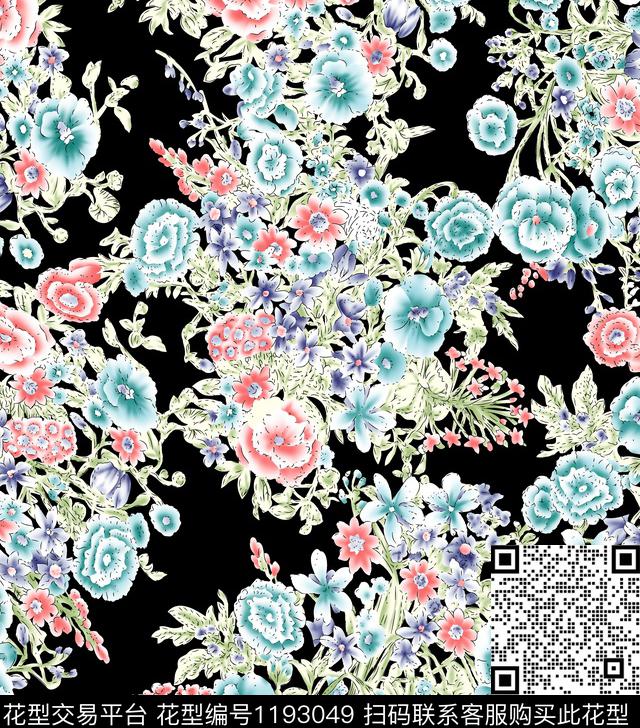 20190402c.jpg - 1193049 - 春夏花型 花卉 小碎花 - 传统印花花型 － 女装花型设计 － 瓦栏