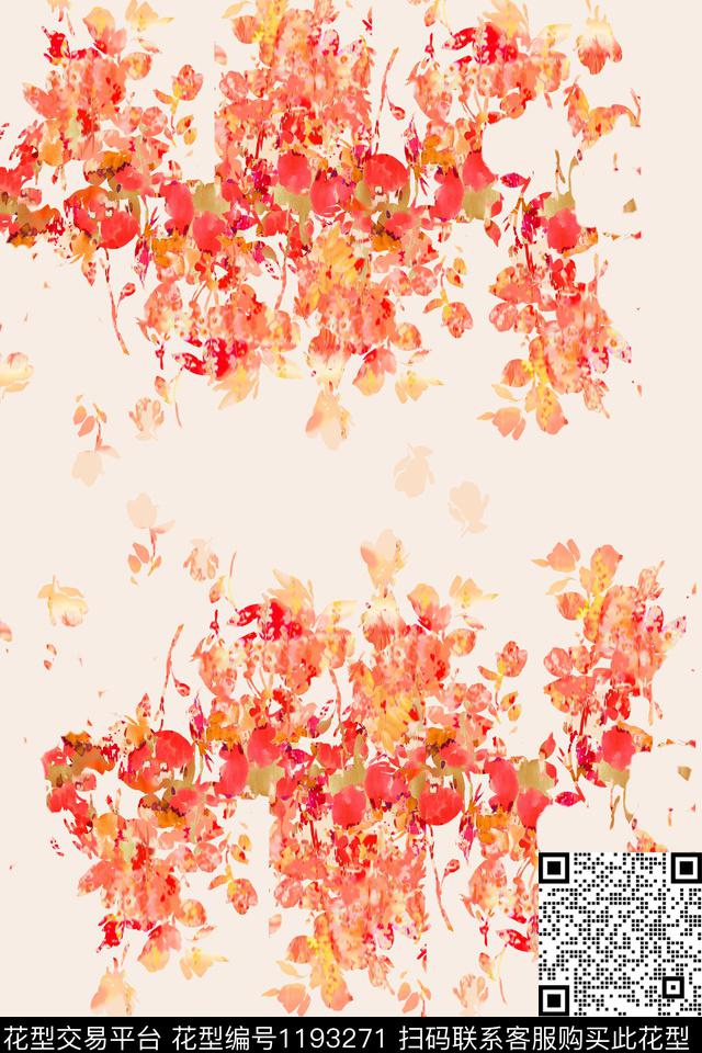 渐变花叶.jpg - 1193271 - 数码花型 油画花型 - 数码印花花型 － 女装花型设计 － 瓦栏