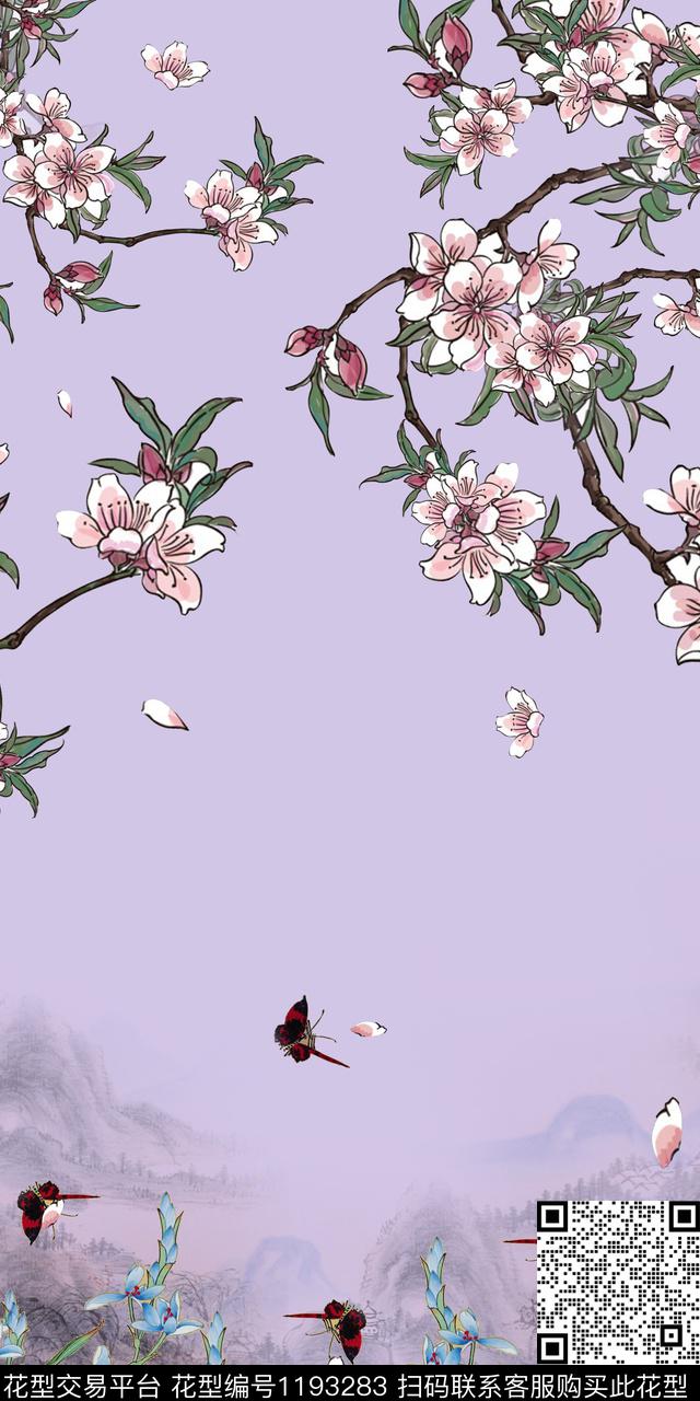 中国风花型.jpg - 1193283 - 国画 兰花 数码花型 - 数码印花花型 － 女装花型设计 － 瓦栏