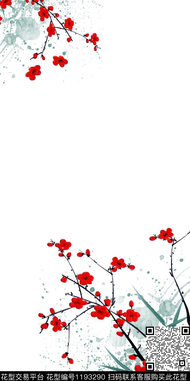 花卉3.jpg - 1193290 - 清爽底花卉 中国 定位花 - 数码印花花型 － 女装花型设计 － 瓦栏