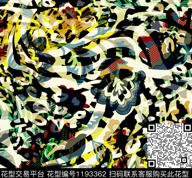 几何抽象大牌风数码印花花型下载（图片编号: 1193362） - 瓦栏（Walan）