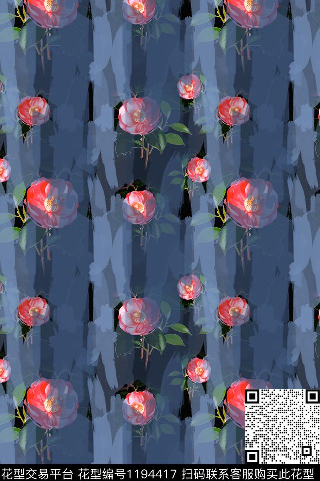 抽象花卉抽象迷彩图案数码印花花型下载（图片编号: 1194417） - 瓦栏（Walan）