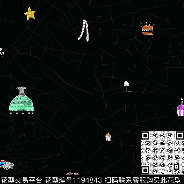 手绘卡通趣味数码印花花型下载（图片编号: 1194843） - 瓦栏（Walan）