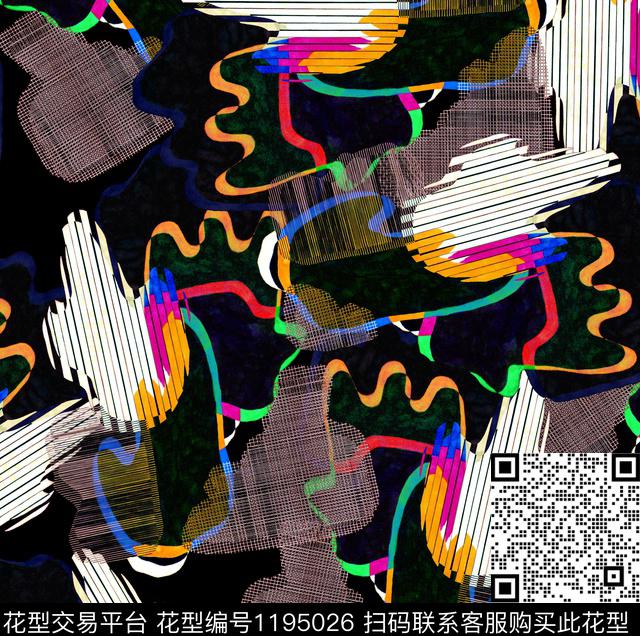 数码花型大牌风抽象数码印花花型下载（图片编号: 1195026） - 瓦栏（Walan）
